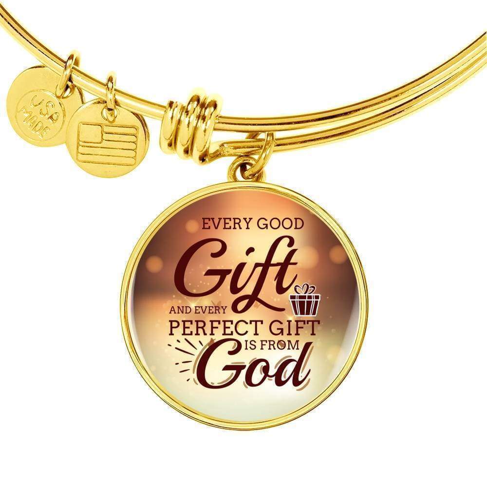 James 1:17 Every Good Personalized Engraved Gold Circle Bangle Bracelet Cust